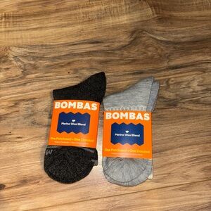 Bombas Medium Half Calf Merino Wool Blend Socks - Dark grey and Light Gray